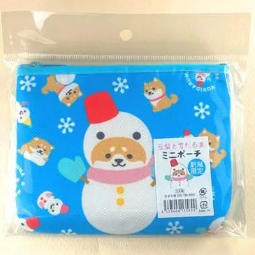 新潟限定　ミニポーチ　マメしばと雪だるま