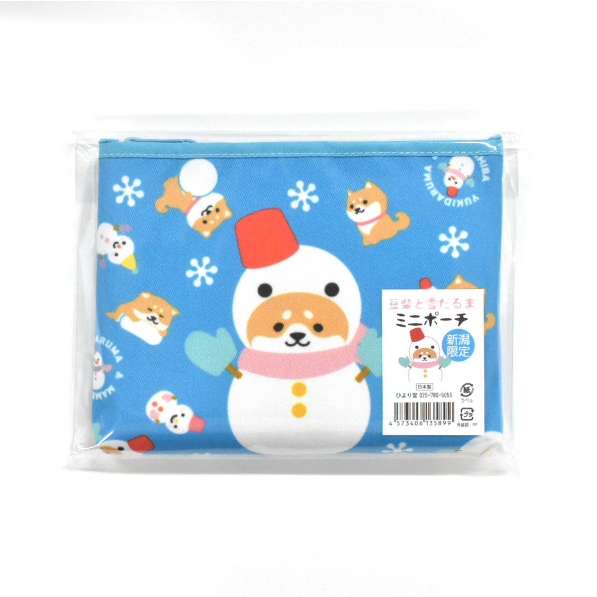 新潟限定　ミニポーチ　マメしばと雪だるま